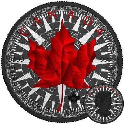 Canada MARITIME WATCHES Canadian Maple Leaf series THEMATIC DESIGN $5 Silver Coin 2017 Black Ruthenium plated 1 oz